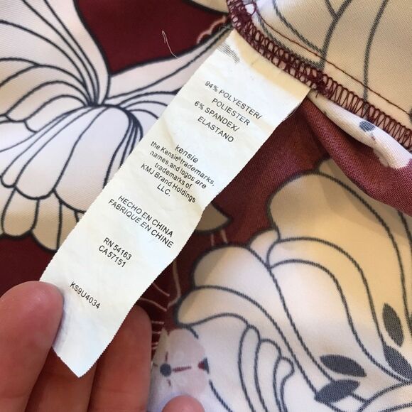 Kensie Floral Tank XS Burgundy White Summer - Picture 4 of 6